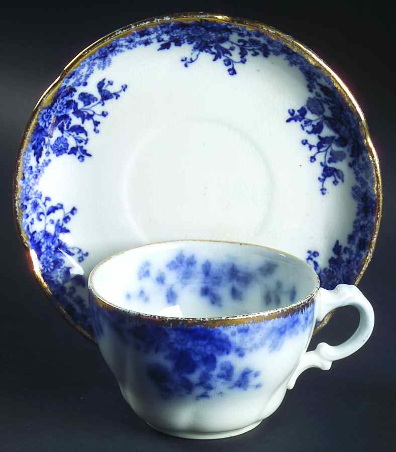 Marguerite (Flow Blue) Oversized Cup & Saucer Set by Grindley-1