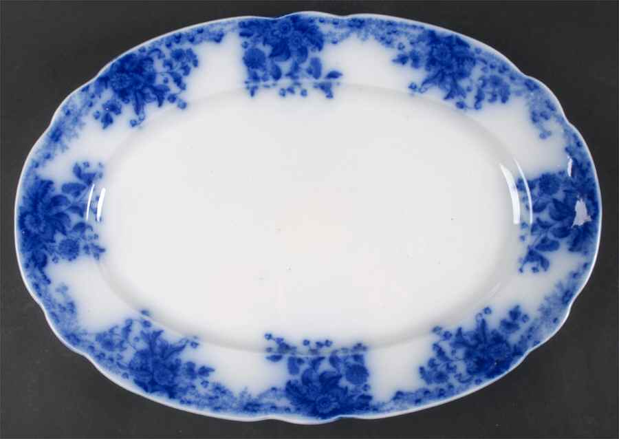 Marguerite (Flow Blue) 16" Oval Serving Platter by Grindley-1