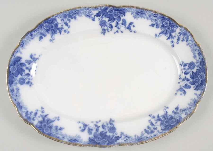 Marguerite (Flow Blue) 14" Oval Serving Platter by Grindley-1