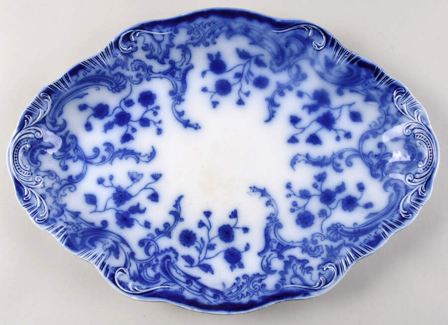 Marie (Flow Blue) 14" Oval Serving Platter by Grindley-1
