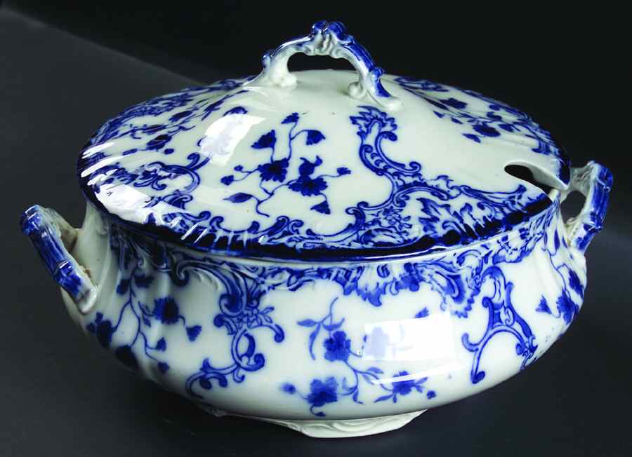 Marie (Flow Blue) Tureen &  Lid by Grindley-1