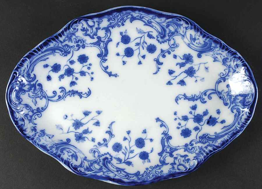 Marie (Flow Blue) 12" Oval Serving Platter by Grindley-1