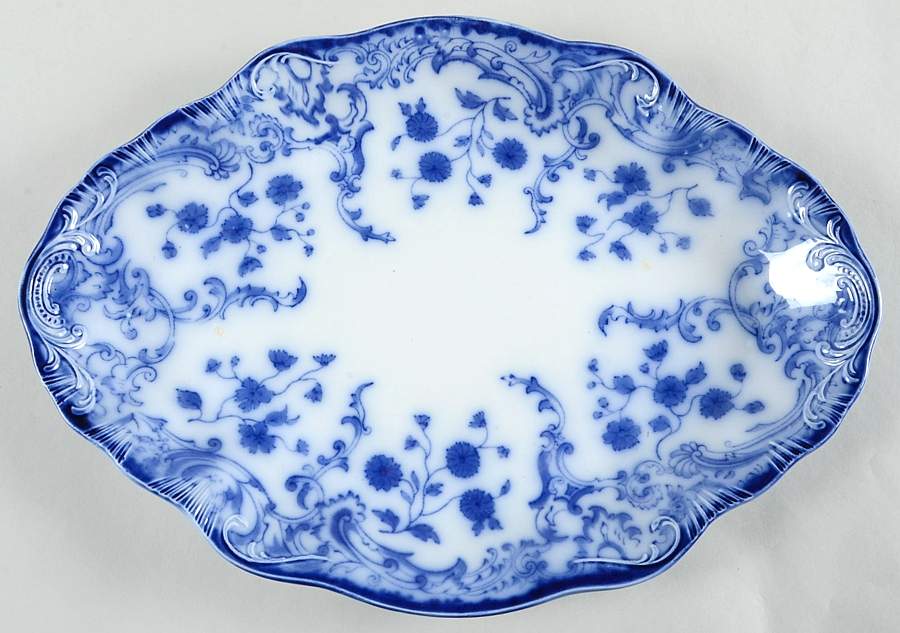 Marie (Flow Blue) 16" Oval Serving Platter by Grindley-1