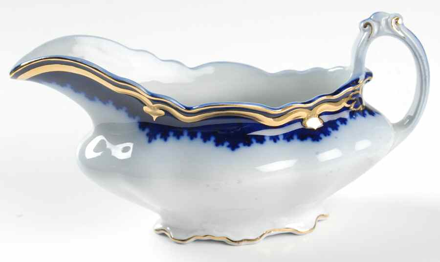 The Marquis (Flow Blue with Gold) Gravy Boat by Grindley-1