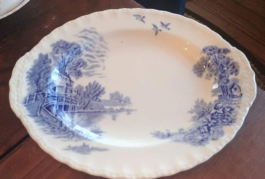 Meadow Brook Blue 11" Oval Serving Platter by Grindley-1