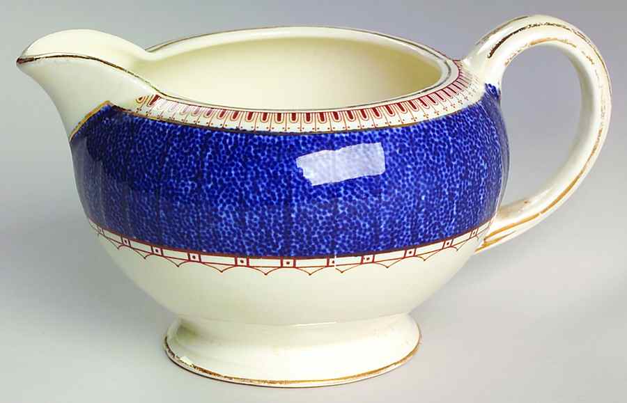 Melrose (Wide Blue Rim, Smooth) Creamer by Grindley-1