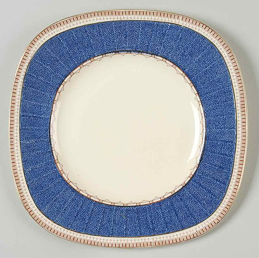 Melrose (Wide Blue Rim, Smooth) Square Salad Plate by Grindley-1