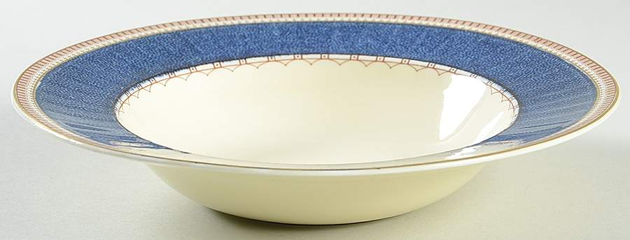 Melrose (Wide Blue Rim, Smooth) Rim Soup Bowl by Grindley-1