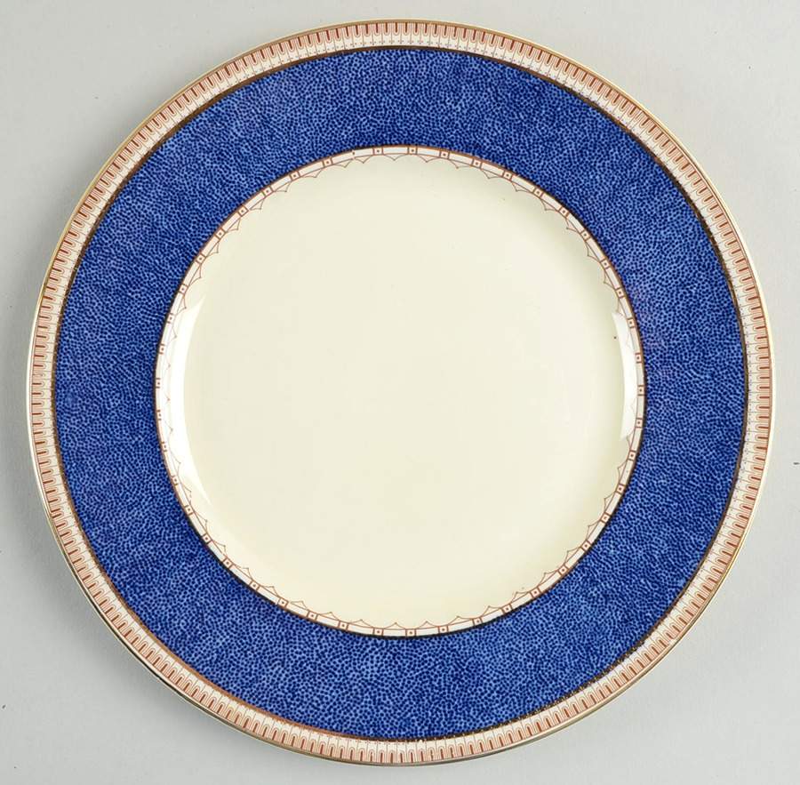 Melrose (Wide Blue Rim, Smooth) Luncheon Plate by Grindley-1