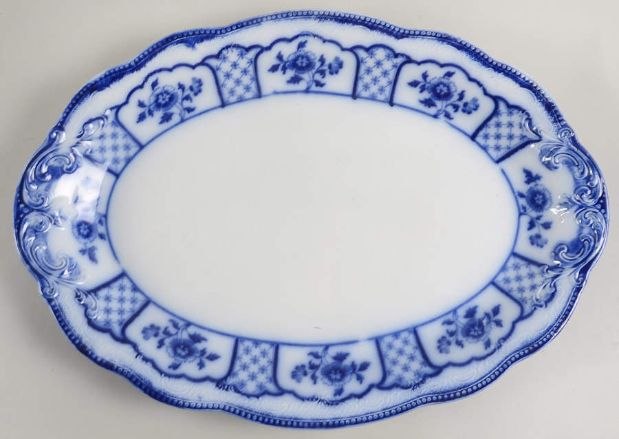 Melbourne (Flow Blue) 18" Oval Serving Platter by Grindley-1