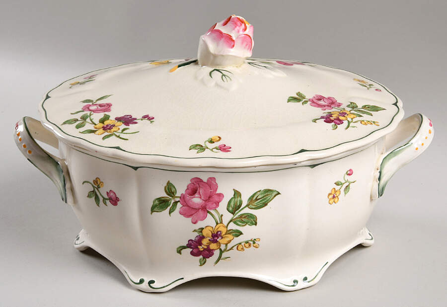 Melrose Rose Floral (Marlborough) Oval Covered Vegetable by Grindley-1