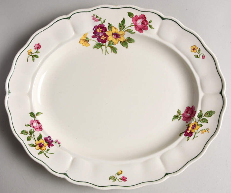 Melrose Rose Floral (Marlborough) 11" Oval Serving Platter by Grindley-1