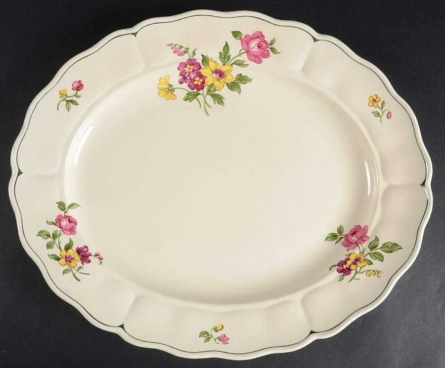Melrose Rose Floral (Marlborough) 16" Oval Serving Platter by Grindley-1