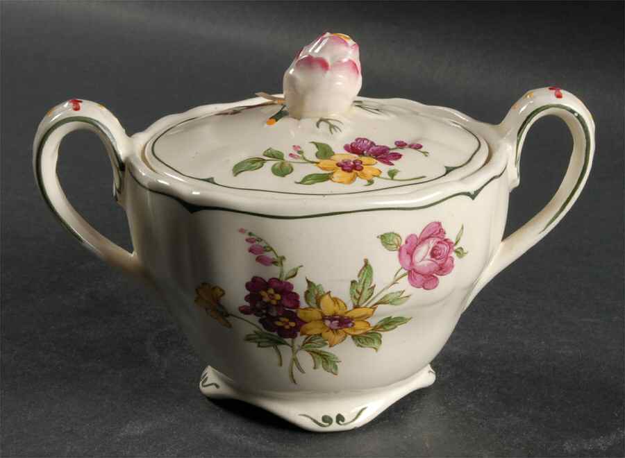 Melrose Rose Floral (Marlborough) Sugar Bowl & Lid by Grindley-1