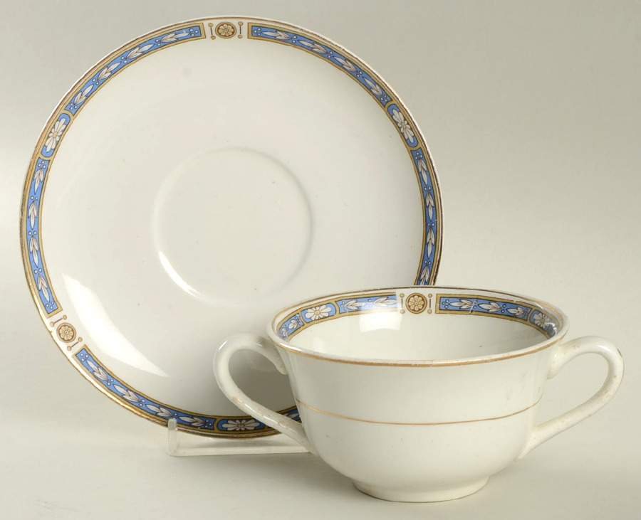 Monmouth (Smooth Edge) Footed Bouillon Cup & Saucer by Grindley-1