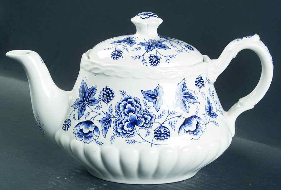 Old Chelsea Blue (White Background) Teapot & Lid by Grindley-1