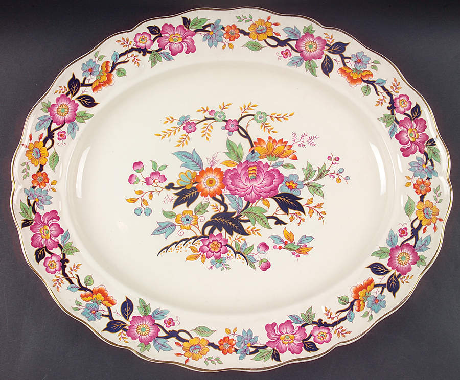 Old China 16" Oval Serving Platter by Grindley-1