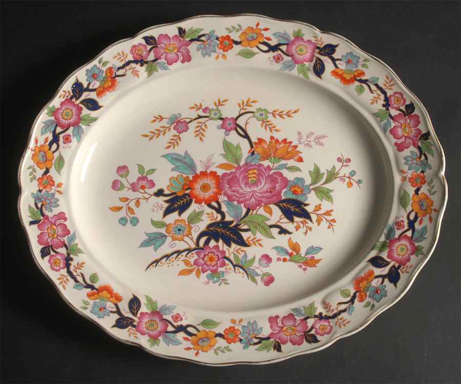 Old China 14" Oval Serving Platter by Grindley-1