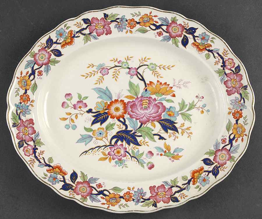 Old China 12" Oval Serving Platter by Grindley-1