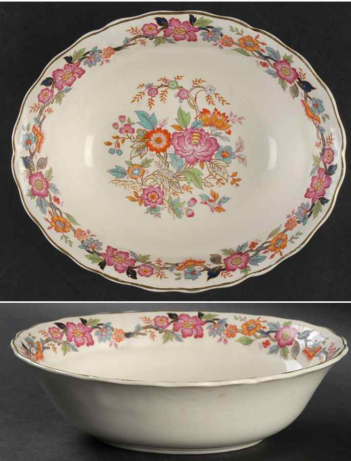 Old China 8" Oval Vegetable Bowl by Grindley-1