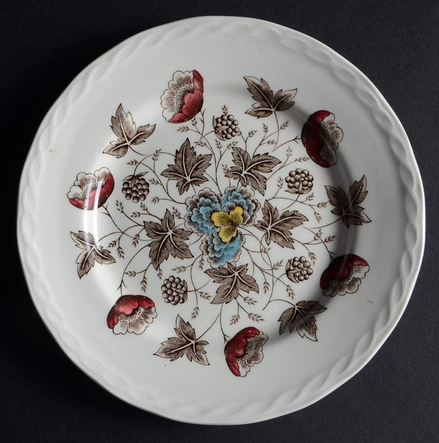 Old Chelsea Multicolor (White Background) Dessert/Pie Plate by Grindley-1