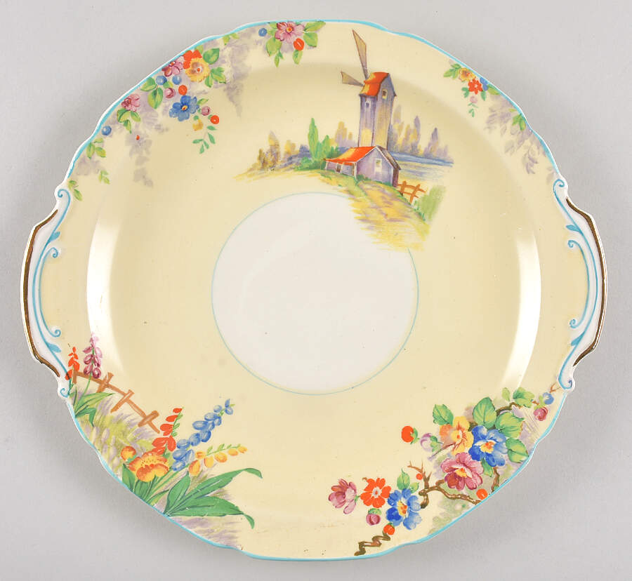 The Old Mill Handled Cake Plate by Grindley-1