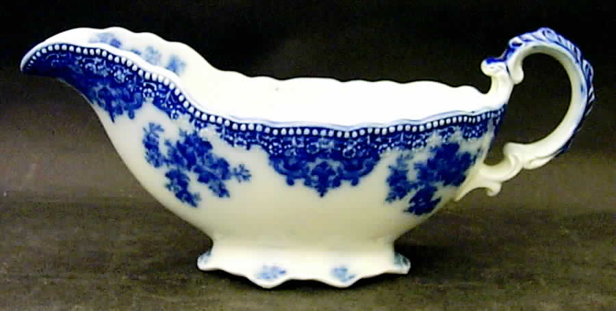 Osborne (Flow Blue) Gravy Boat by Grindley-1