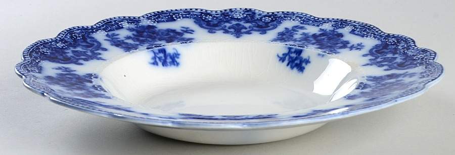 Osborne (Flow Blue) Large Rim Soup Bowl by Grindley-1