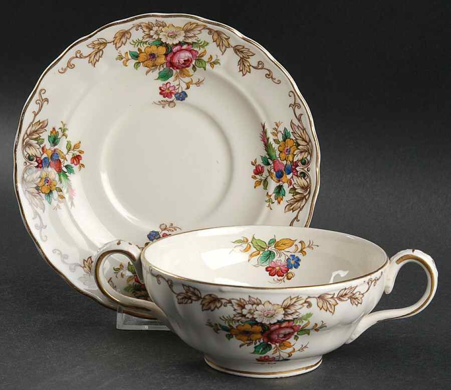 Penrose Footed Cream Soup Bowl & Saucer Set by Grindley-1