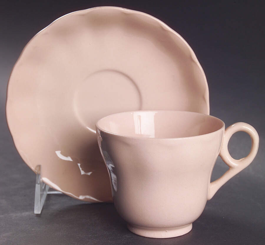 Peach Petal Flat Cup & Saucer Set by Grindley-1