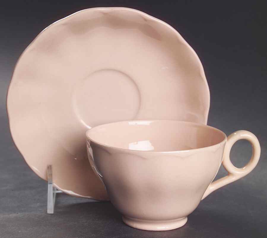Peach Petal Flat Cup & Saucer Set by Grindley-1
