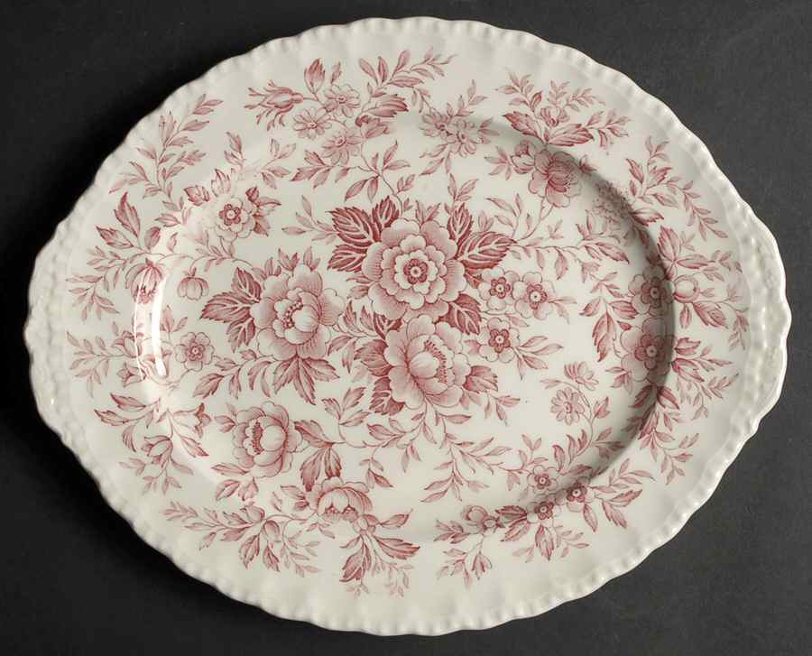 Printemps Pink 12" Oval Serving Platter by Grindley-1