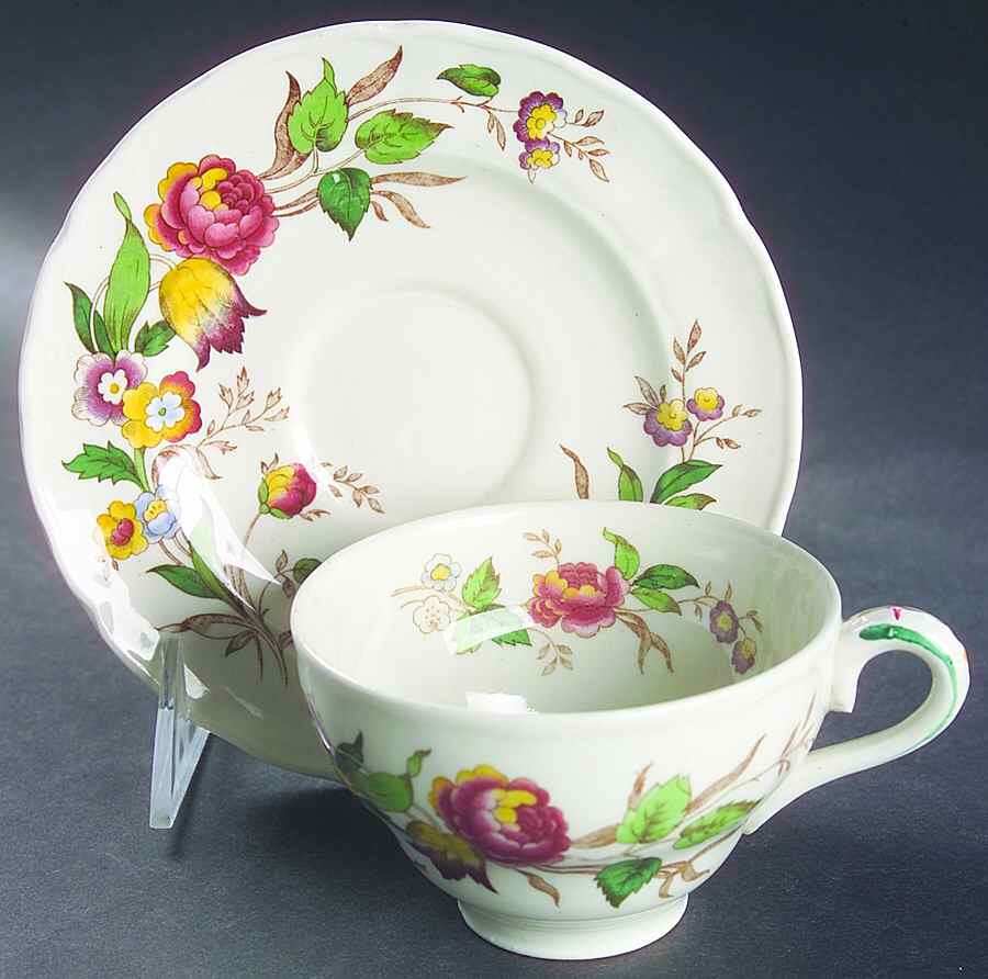 Rosalind Flat Cup & Saucer Set by Grindley-1