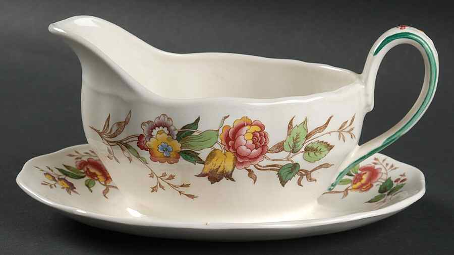 Rosalind Gravy Boat with Attached Underplate by Grindley-1