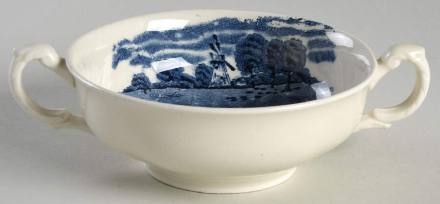 Scenes After Constable Blue (Center Design) Flat Cream Soup Bowl by Grindley-1