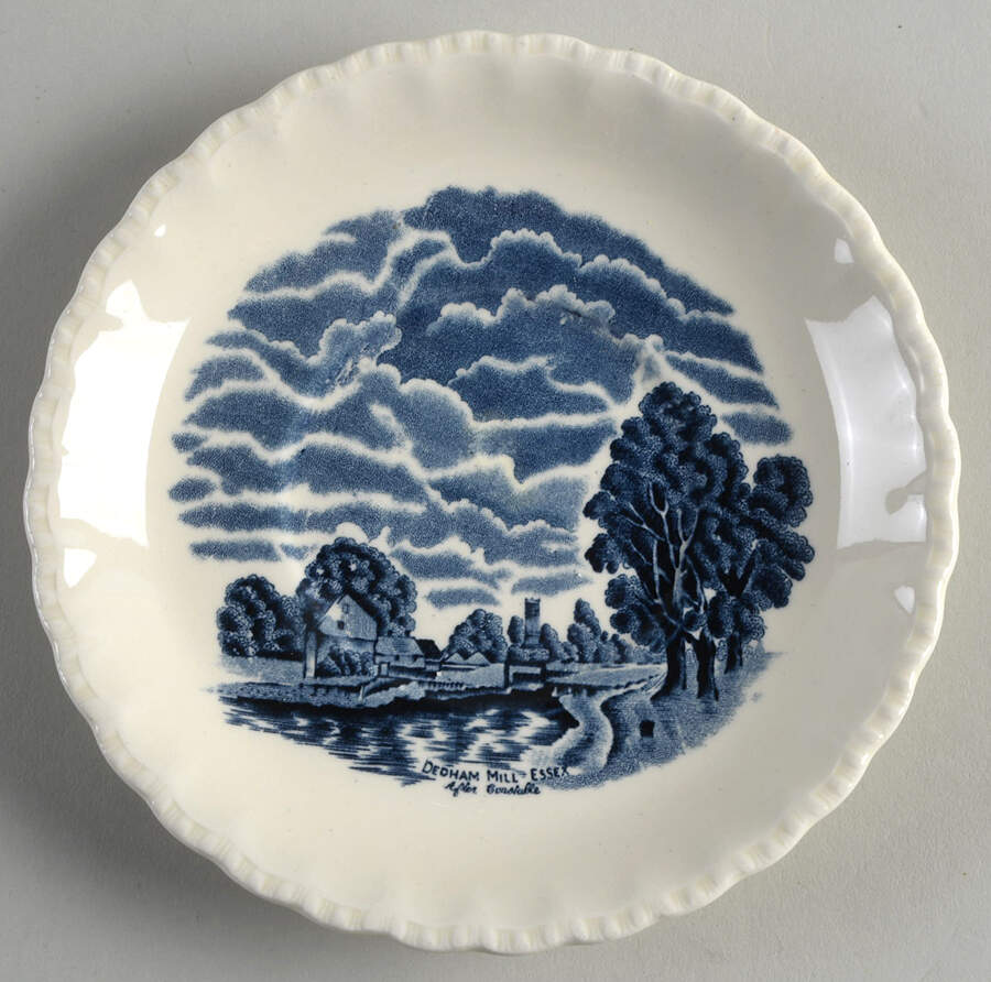 Scenes After Constable Blue (Center Design) Saucer for Cream Soup Bowl by Grindley-1