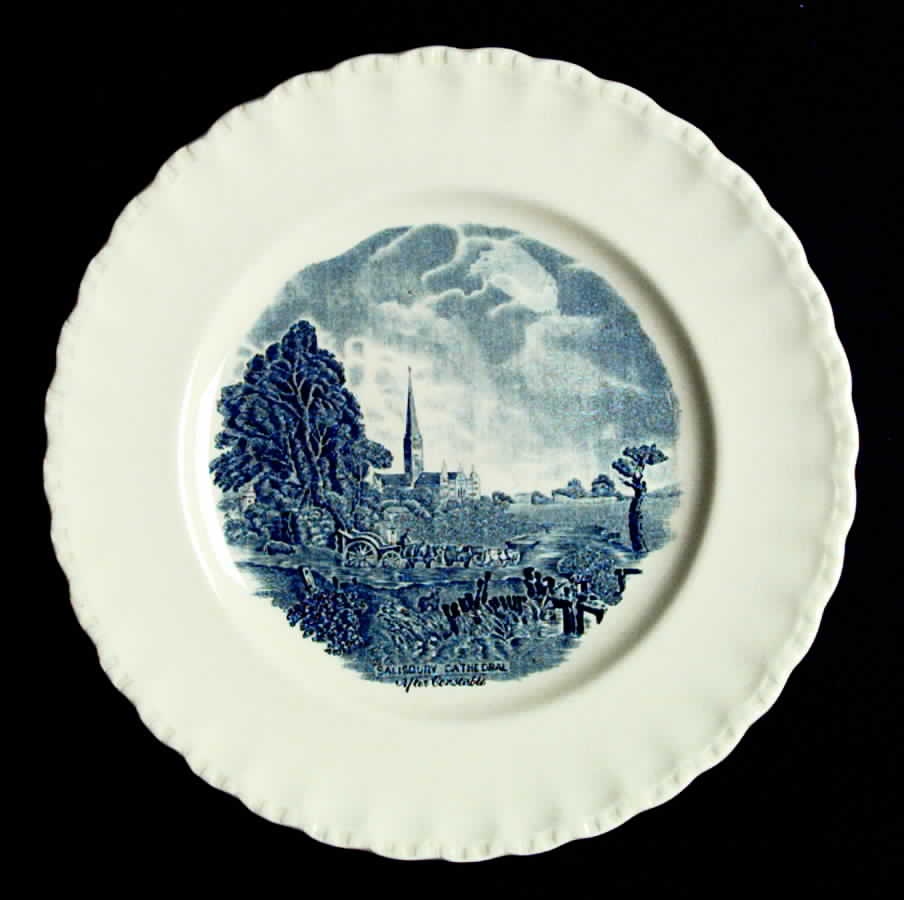 Scenes After Constable Blue (Center Design) Dinner Plate by Grindley-1
