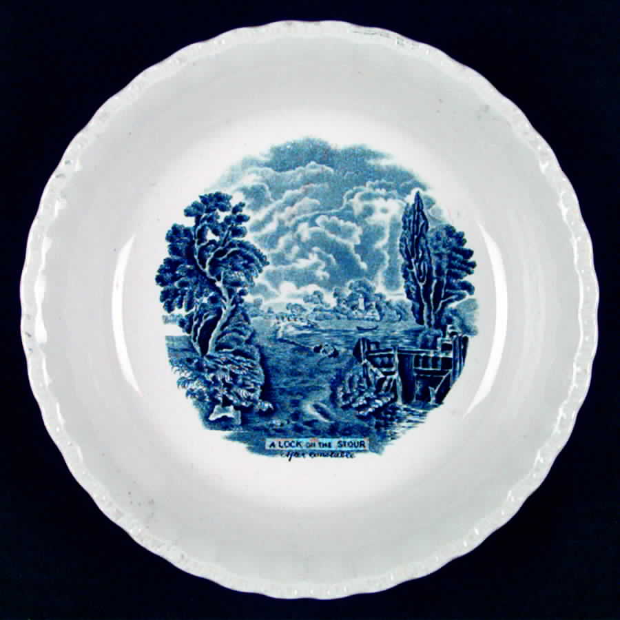 Scenes After Constable Blue (Center Design) Coupe Soup Bowl by Grindley-1