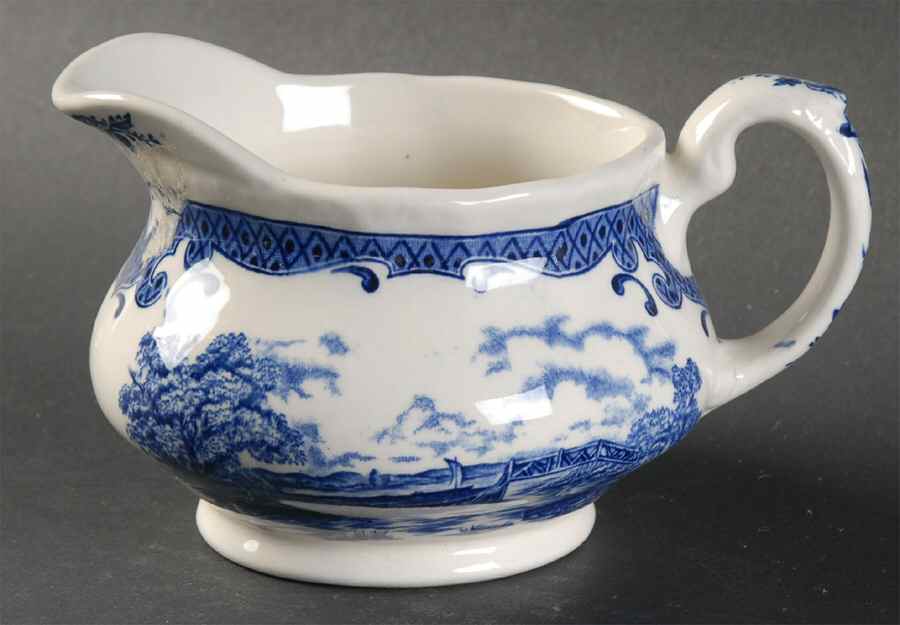 Scenes After Constable Blue (Rope Edge, White) Creamer by Grindley-1