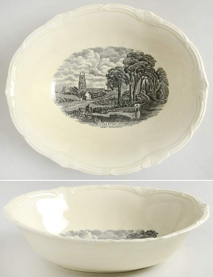 Scenes After Constable Black (Center Design) 9" Oval Vegetable Bowl by Grindley-1