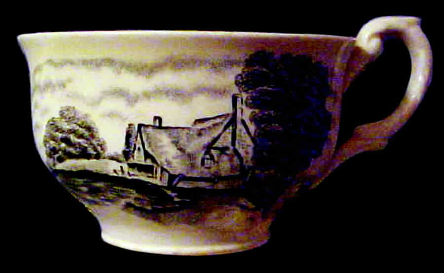 Scenes After Constable Black (Center Design) Flat Cup by Grindley-1