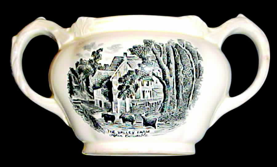 Scenes After Constable Black (Center Design) Sugar Bowl No Lid by Grindley-1