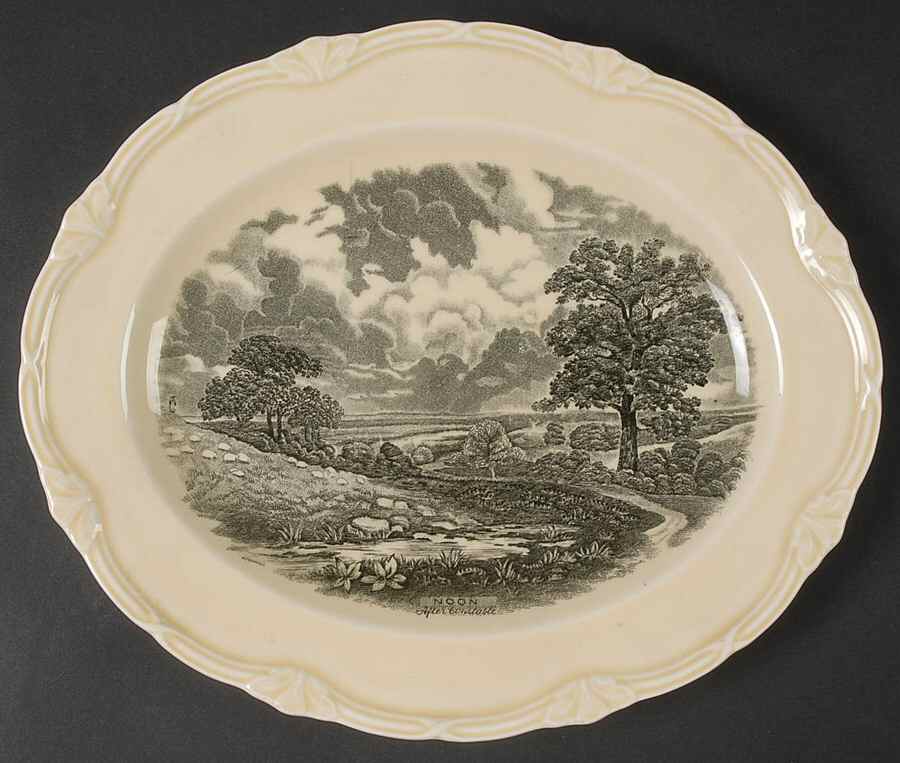 Scenes After Constable Black (Center Design) 10" Oval Serving Platter by Grindley-1