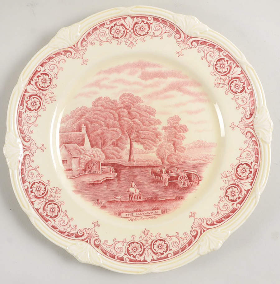 Scenes After Constable Pink (Cream) Luncheon Plate by Grindley-1