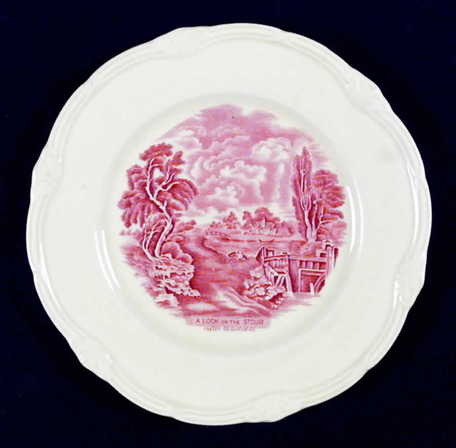 Scenes After Constable Pink (Center Design) Salad Plate by Grindley-1