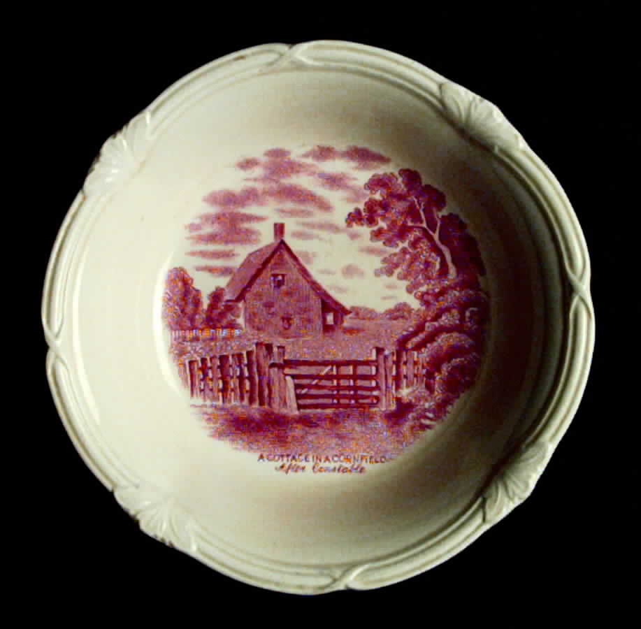 Scenes After Constable Pink (Center Design) Fruit/Dessert (Sauce) Bowl by Grindley-1
