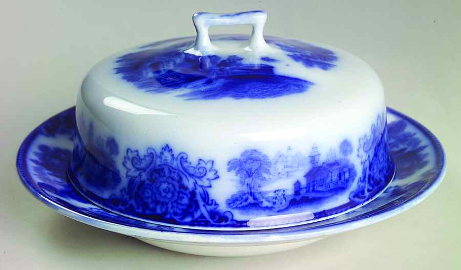 Shanghai (Flow Blue) Round Covered Butter by Grindley-1