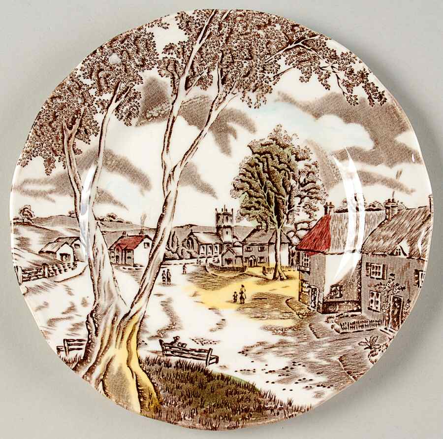 Sunday Morning Brown Multicolor Bread & Butter Plate by Grindley-1