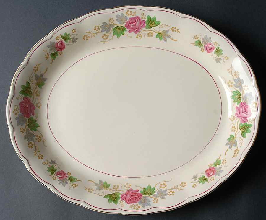 Swansea Rose 14" Oval Serving Platter by Grindley-1