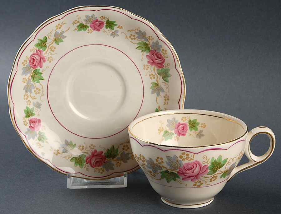 Swansea Rose Flat Cup & Saucer Set by Grindley-1